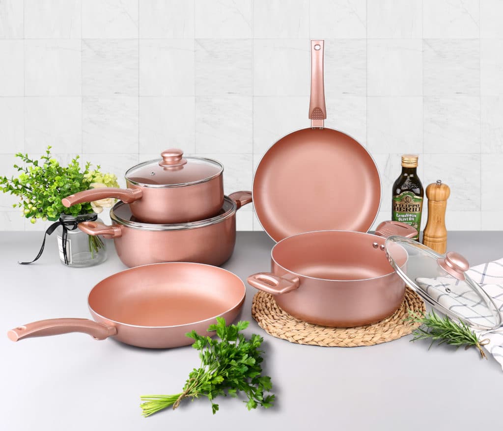 5 Piece Rose Gold Pan Set Kitchenways